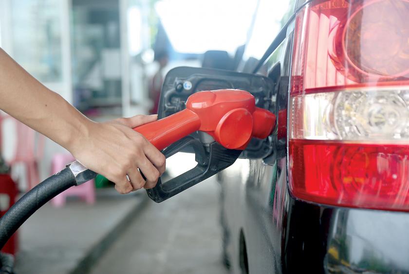 Photo shows a filling station in Yangon