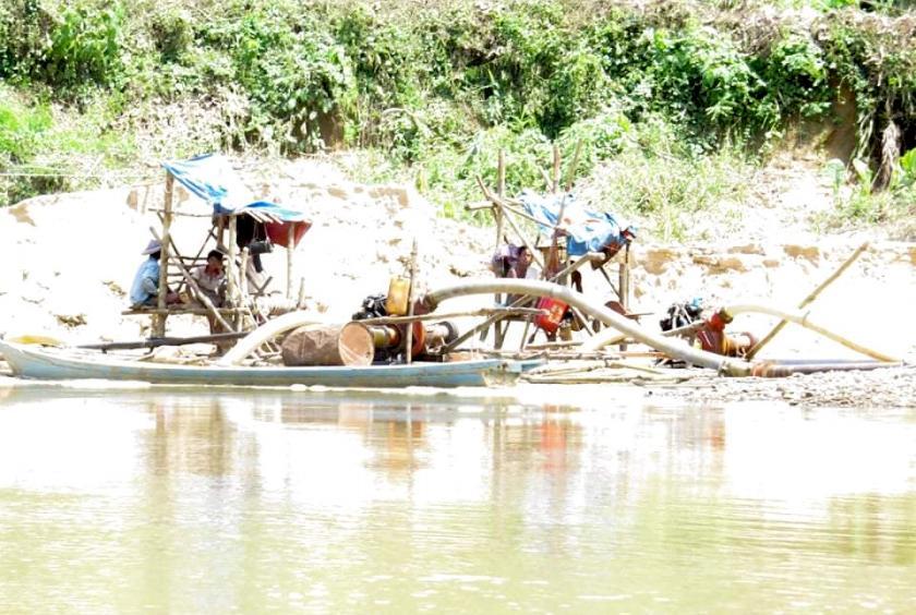 An illegal mining site seen in Htamanthi Wildlife Sanctuary 