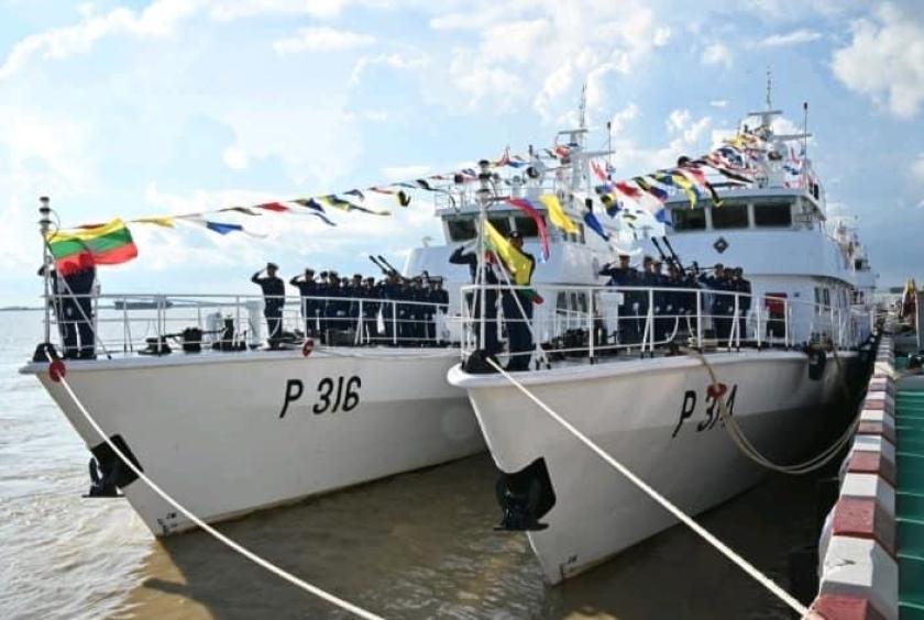 Warships seen at the ceremony celebrating the 3rd anniversary of the establishment of the Coast Guard Headquarters and the commissioning of new vessels, held on October 6.
