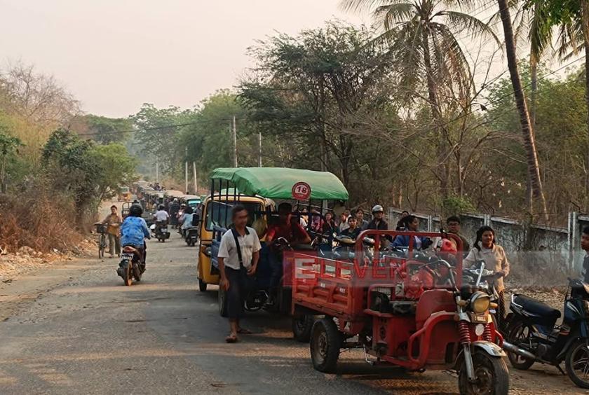 People queue to refuel at a station on the morning of March 28.