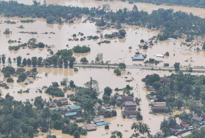 Scenes of flooding along the Tanintharyi River (Photo: Tanintharyi Township Red Cross Association and social media)