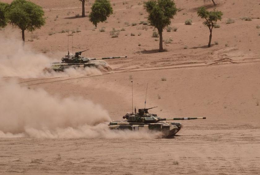 Soldiers participate in a military drill near the Pakistan border in Rajasthan. (File Photo: IANS)