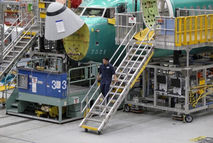Boeing 737 airplanes are pictured on the company's production line, on March 27, 2019 in Renton, Washington. In the wake of two 737 MAX 8 airliner crashes the company was holding meetings to update those in the aviation industry on software updates and additional pilot training. (AFP/Stephen Brashear/Getty Images)