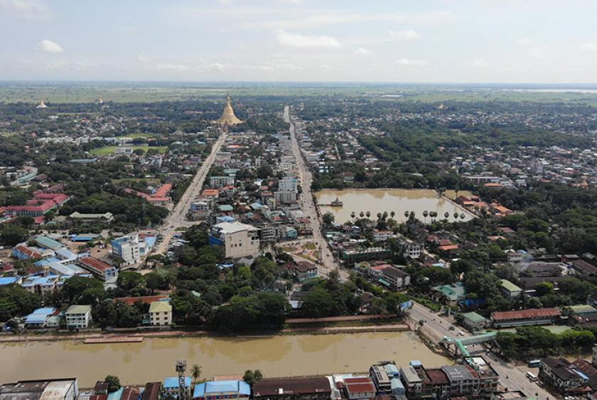 No more water was seen in the high areas of Bago town on the morning of October 12 (Photo-Ko Htin Kyaw's Facebook)
