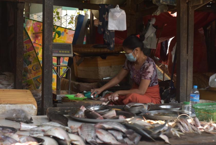 A local fish vendor at a market in Yangon (Photo - Theingi Win Htun)