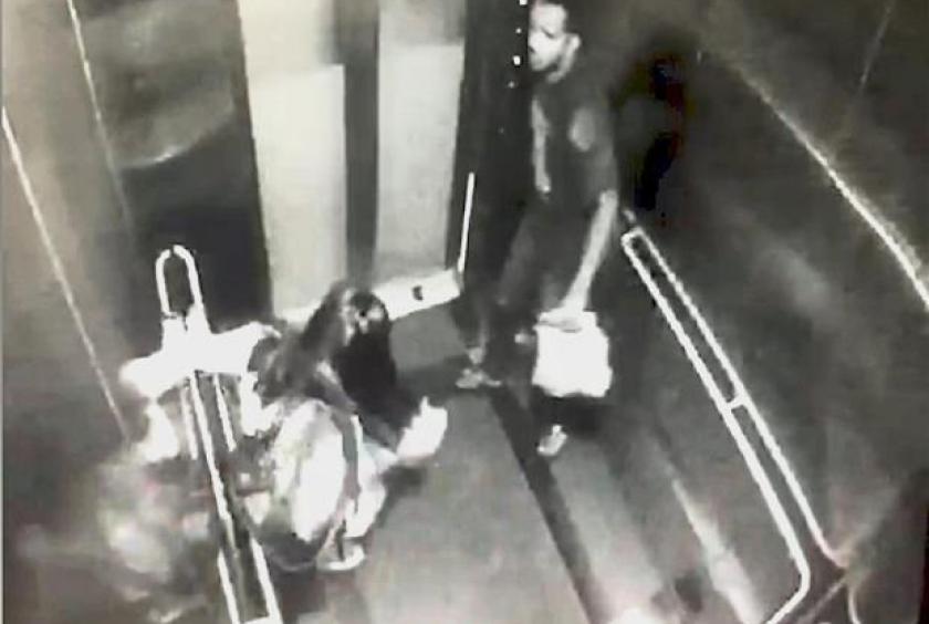Inhuman act: A screen grab of the incident from a security camera video.