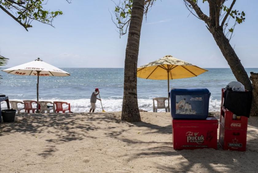 An empty beach in Kuta, Bali, Indonesia, on Dec 8, 2021.PHOTO: EPA-EFE