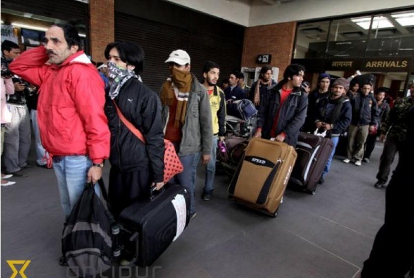 Nepali migrant workers at Tribhuvan International Airport in Kathmandu. Post file photo  