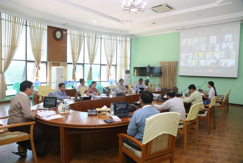 A video conferencing with UN’s humanitarian organizations.  (Photo-Ministry of Information)