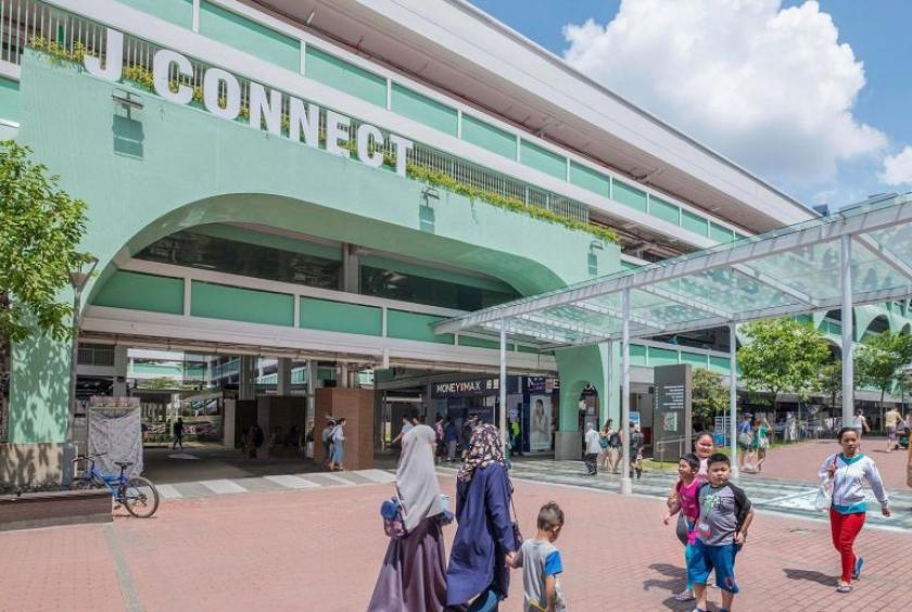 Jurong East Town Centre has been renamed J Connect, and its building facade and communal spaces were overhauled and given a modern look with lush landscaping.PHOTO: INTERCONSULTANTS PTE LTD