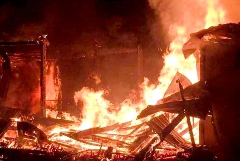 Caption: Pann village in Pale Township seen on fire (Photo-CJ)