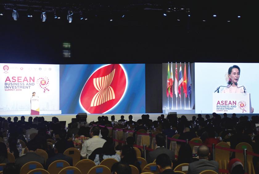 Myanmar State Counsellor Daw Aung San Suu Kyi gave a speech at ASEAN Business and Investment Summit 2019.