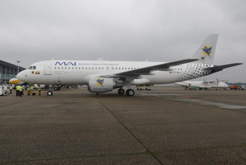 The photo shows a new Airbus of MAI at Yangon International Airport. (Photo-Thiha Aung)