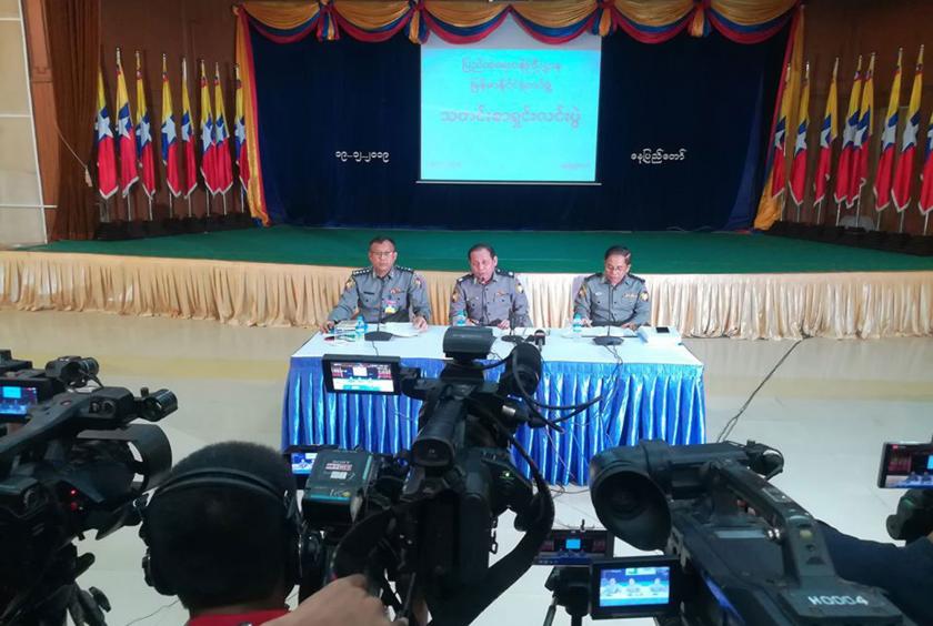 Police press conference in progress in Nay Pyi Taw. 