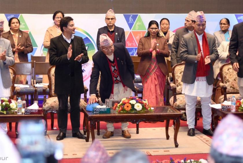 Prime Minister KP Sharma Oli hailed the initiative as a new beginning for the country towards eradicating poverty by providing income generation opportunities for the jobless people./ Post Photo: Angad Dhakal