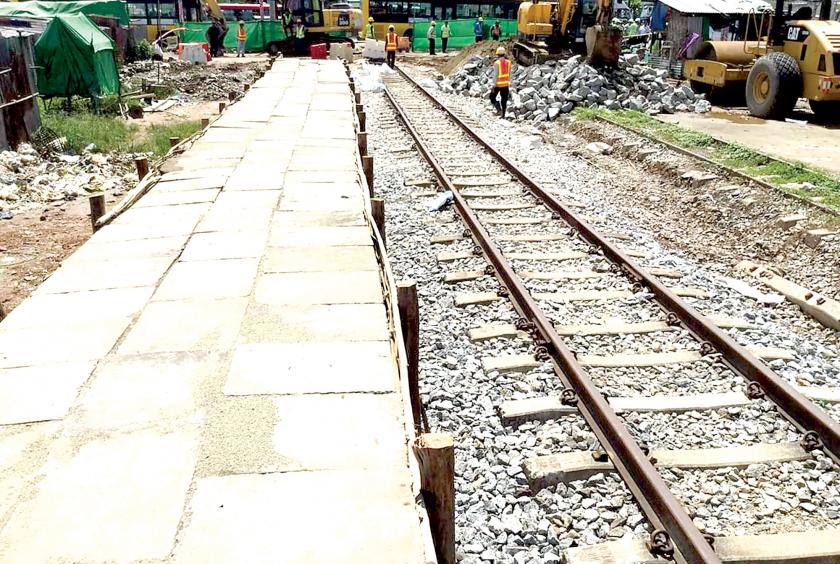 A section of circular road is being upgraded in Yangon. 