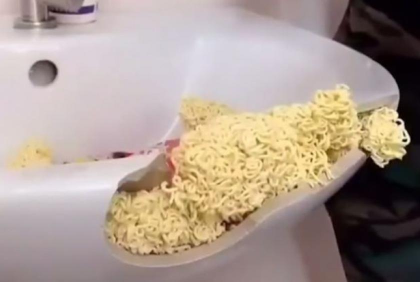 ramen noodles fixing bathroom sink
