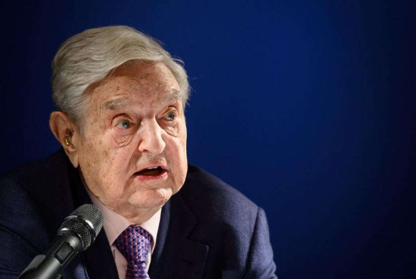Hungarian-born US investor and philanthropist George Soros delivers a speech on the sideline of the World Economic Forum (WEF) annual meeting, on January 24, 2019 in Davos, eastern Switzerland. Billionaire investor George Soros said, on January 24, 2019 that Chinese President Xi Jinping was (AFP/Fabrice Coffrini)