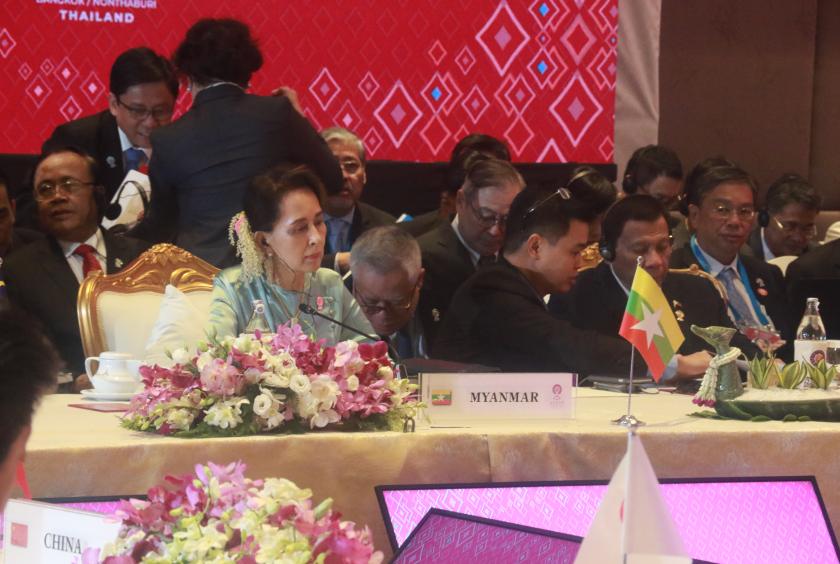 State Counsellor Daw Aung San Suu Kyi attends 22nd ASEAN Plus Three Sumit in Bangkok, Thailand. (Photo-Kyaw Zin Win)