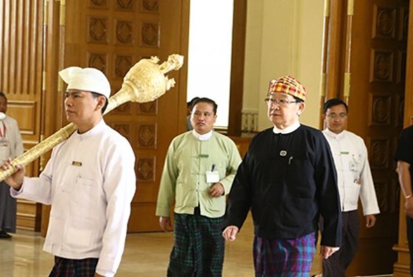 Lower House Speaker T Khun Myat seen in parliament 