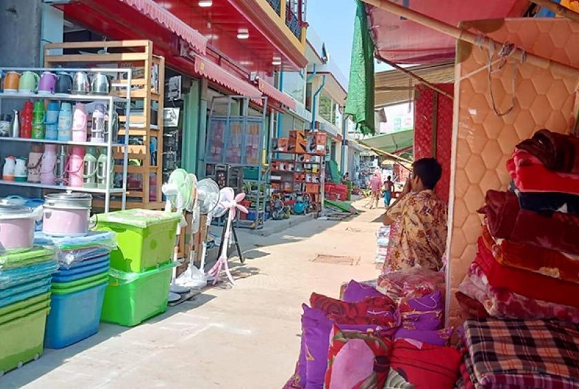 Caption: Nan Pharlon market in Tamu, Sagaing Region seen on the morning of April 21
