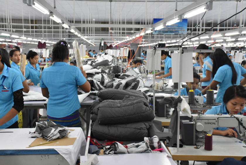 The production line of a garment factory (Photo-Zeyar Nyein)