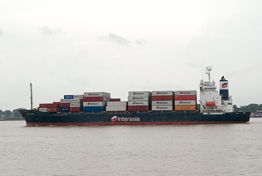Photo shows a Yangon international port. 