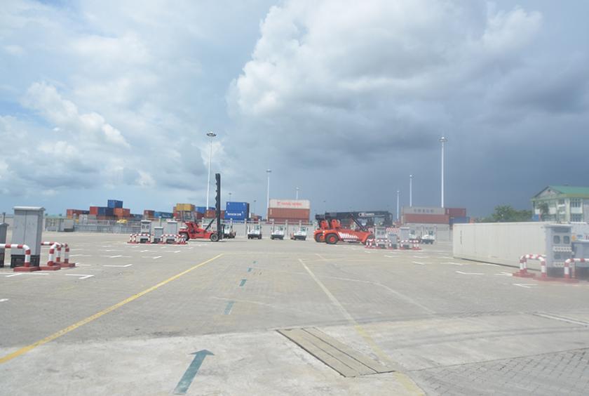 A port seen in Yangon city 
