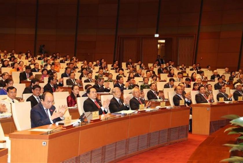 Current and former Party and State leaders attend the 7th session's opening ceremony . — VNA/VNS Photo Trọng Đức 