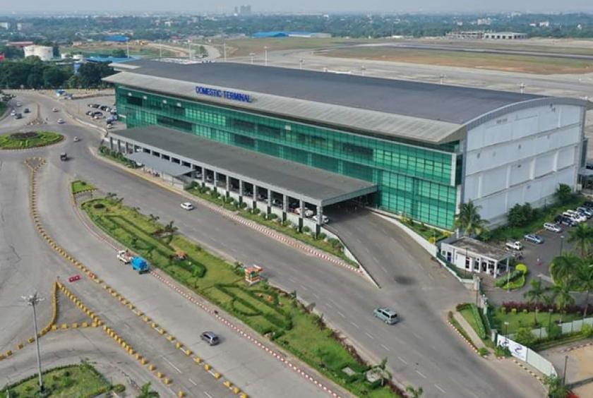 The domestic arrival and departure lounge of Yangon International Airport 