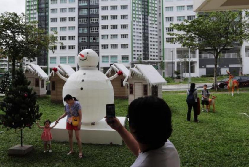 he elaborate set-up this year was significantly harder to make compared to last year's "snow-capped" Christmas log cabin, as there were more pieces to put together.ST PHOTO: KELVIN CHNG