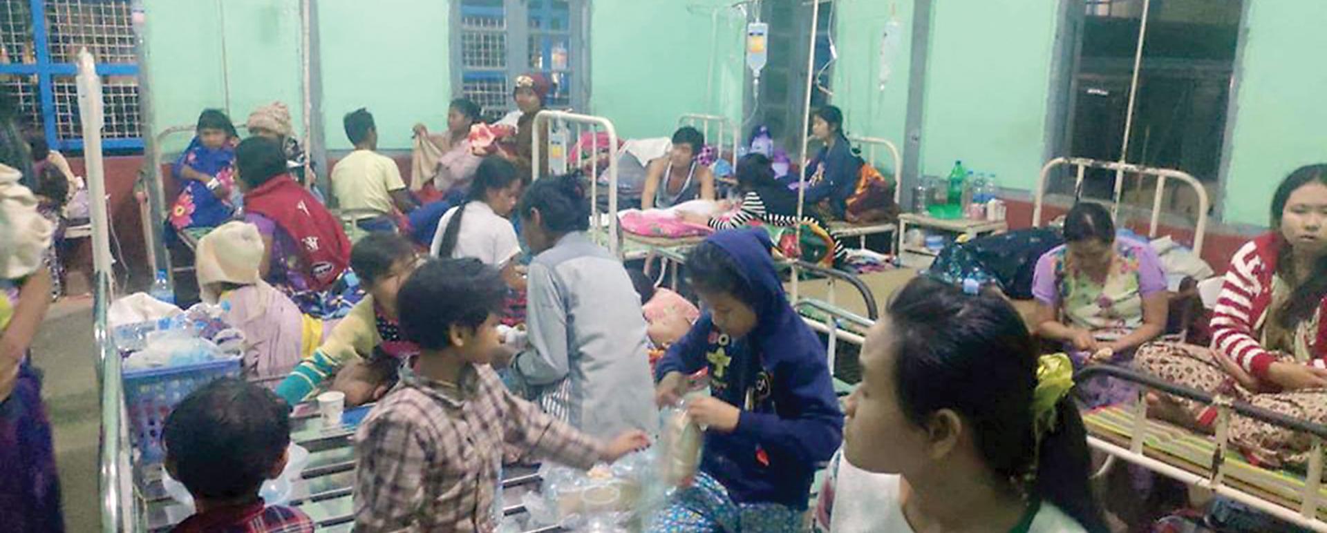 Patients at Ngaputaw Hospital.