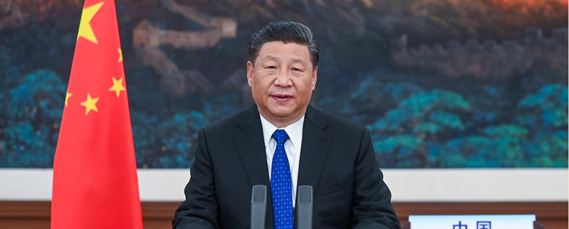  President Xi Jinping delivers a speech via video link on Monday in Beijing at the opening of the 73rd session of the World Health Assembly. [LI XUEREN / XINHUA] 