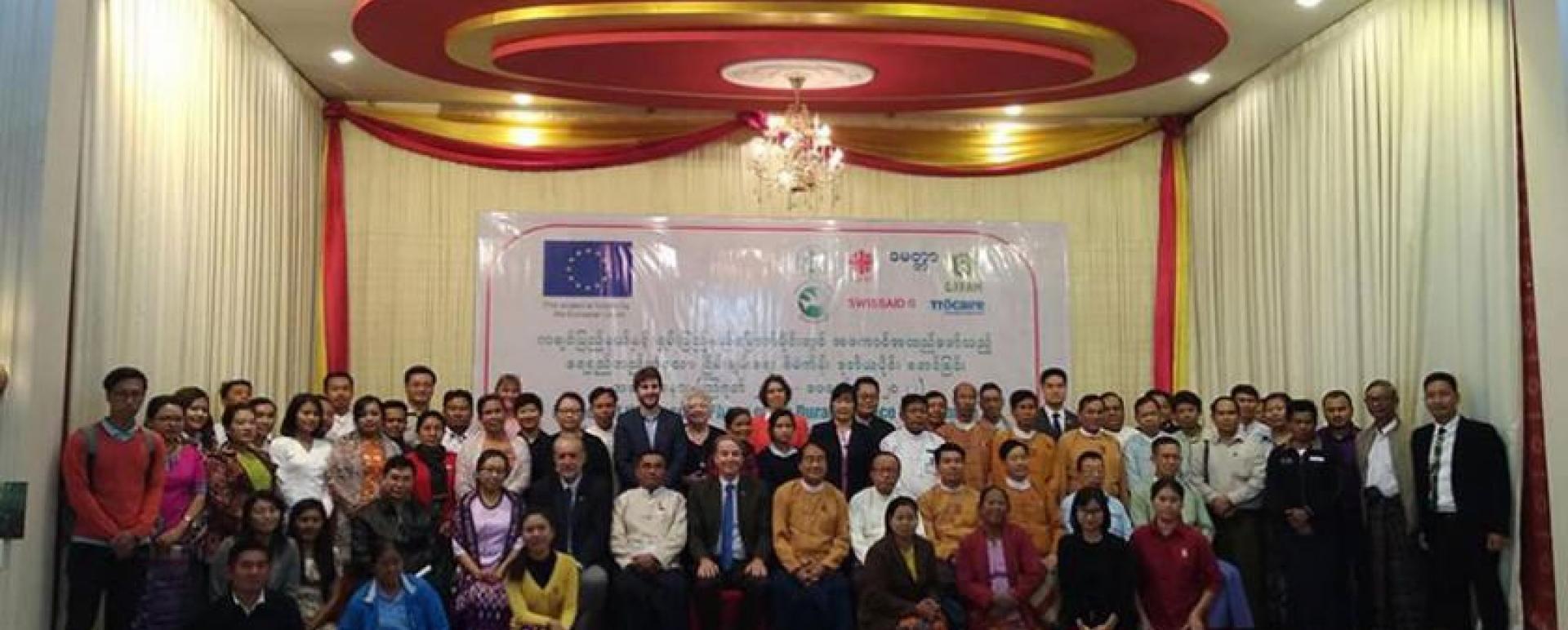 Attendees take photo at the launching ceremony of development peace project
