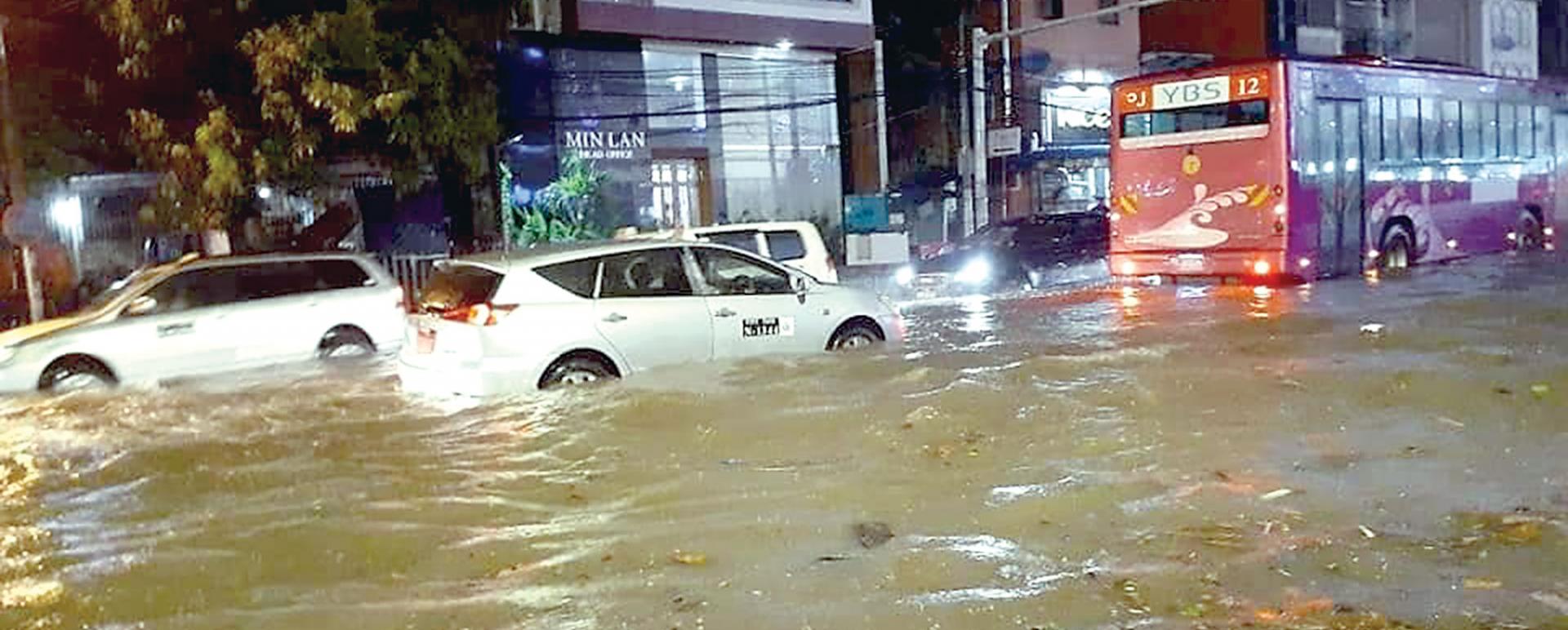 Flood occurs in Tamwe Township due to torrential rain hit yesterday night (Photo-Myo Tun)