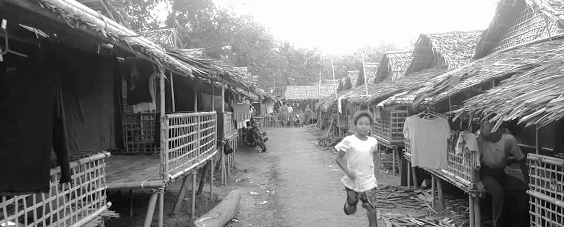 IDP huts being constructed in the compound of Lanma monastery in Buthidaung Township (Photo-Khine Zaw)