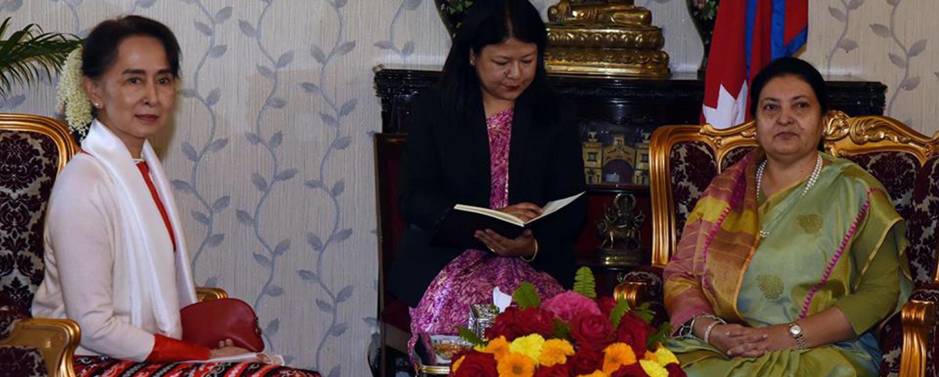 State Counsellor Daw Aung San Suu Kyi meets with the Nepalese President.