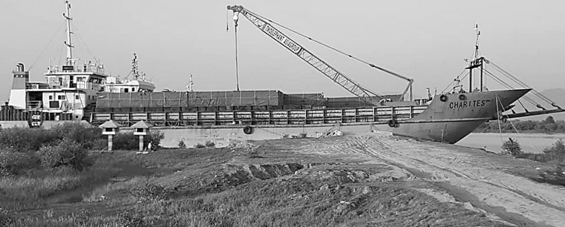 A ship docked at the Kanyinchaung economic zone