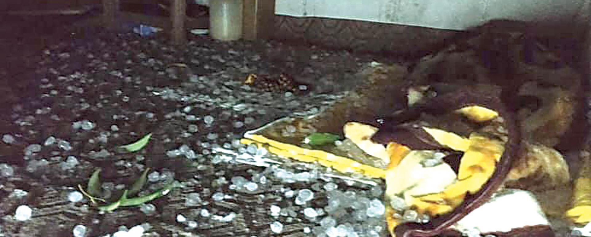 Hailstones fell on a house after torrential rain in Hsipaw Township.