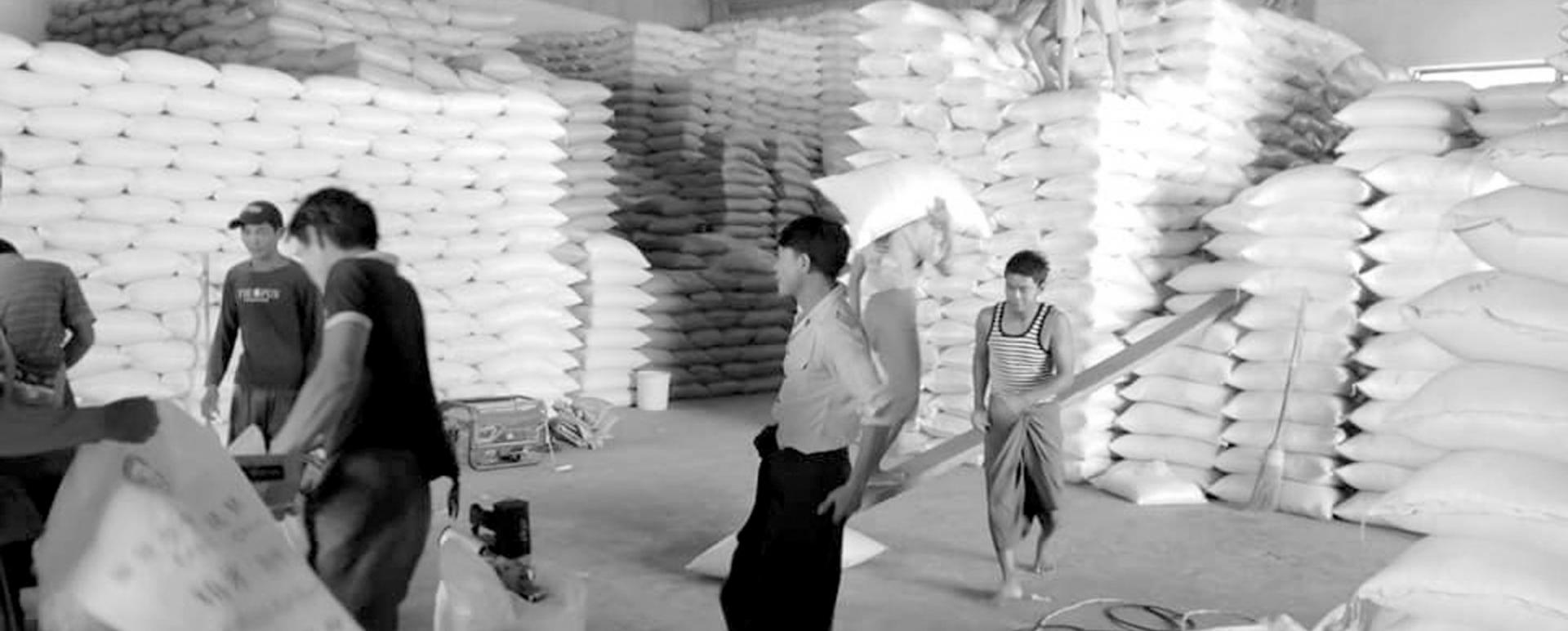 A rice wholesale center in Mandalay