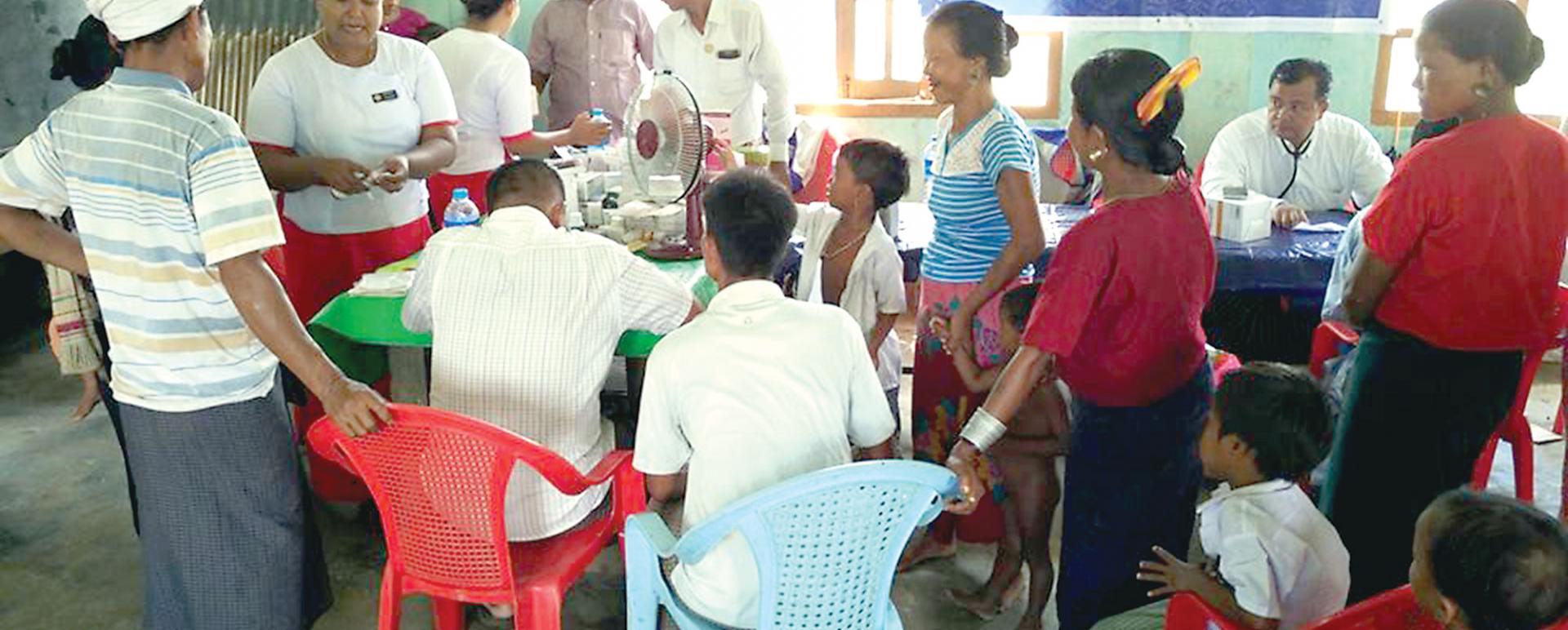 Health staff providing medical treatments in Rakhine State in 2017.
