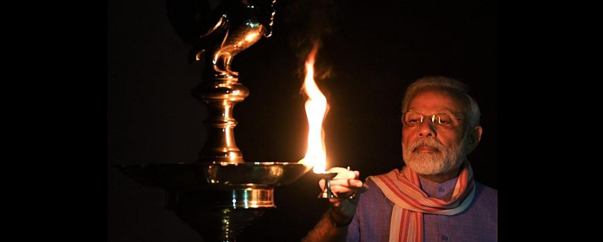 PM tweeted his image of lighting lamps with a shlok in Sanskrit language. (Photo: Twitter/@narendramodi) 