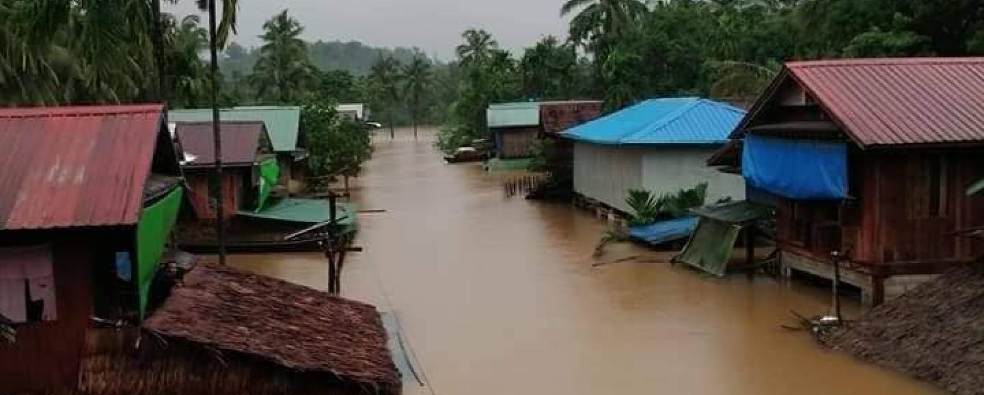 Flood occurs in Ye Phyu Township, Dawei District, Taninthari Region
