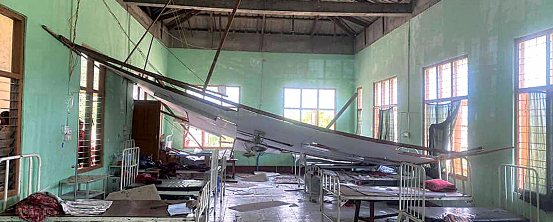 Ceiling collapsed at the station hospital