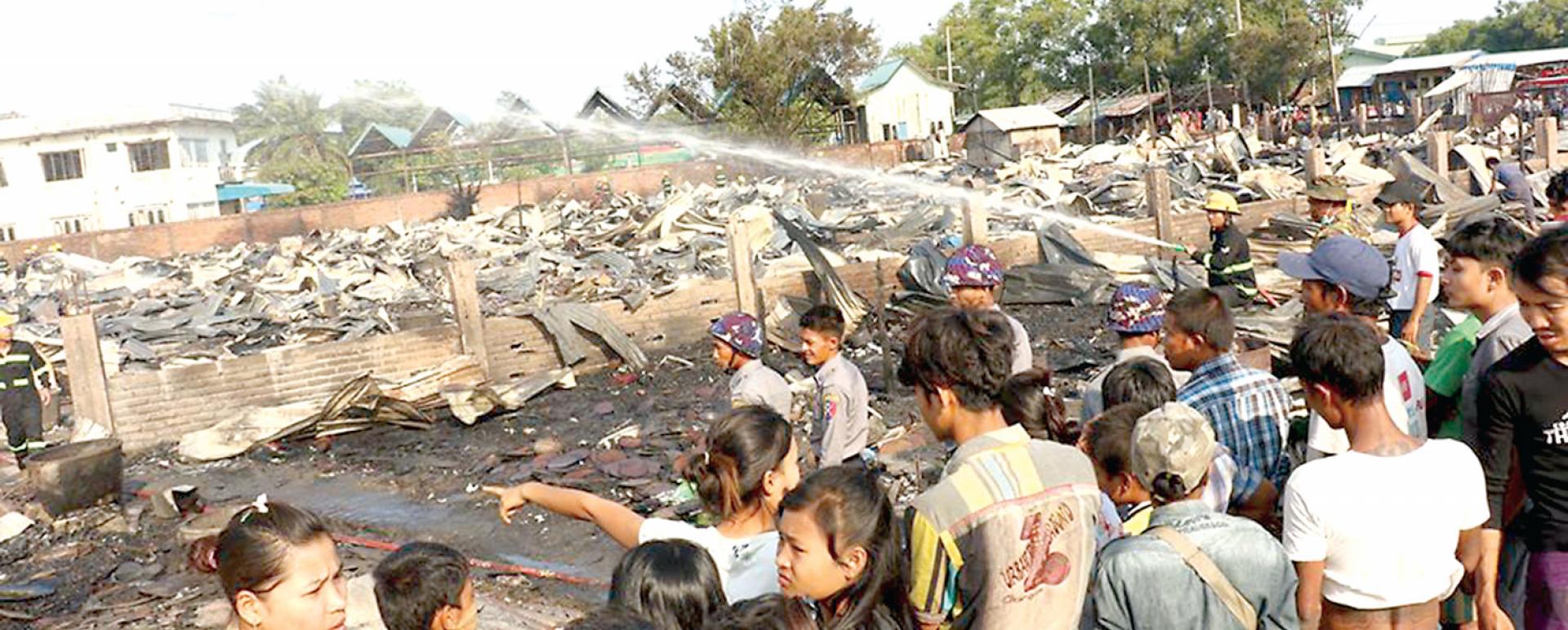 About 250 squatter huts were burnt down in Shwe Pyi Thar Township (Photo-Aung Myo Thant)