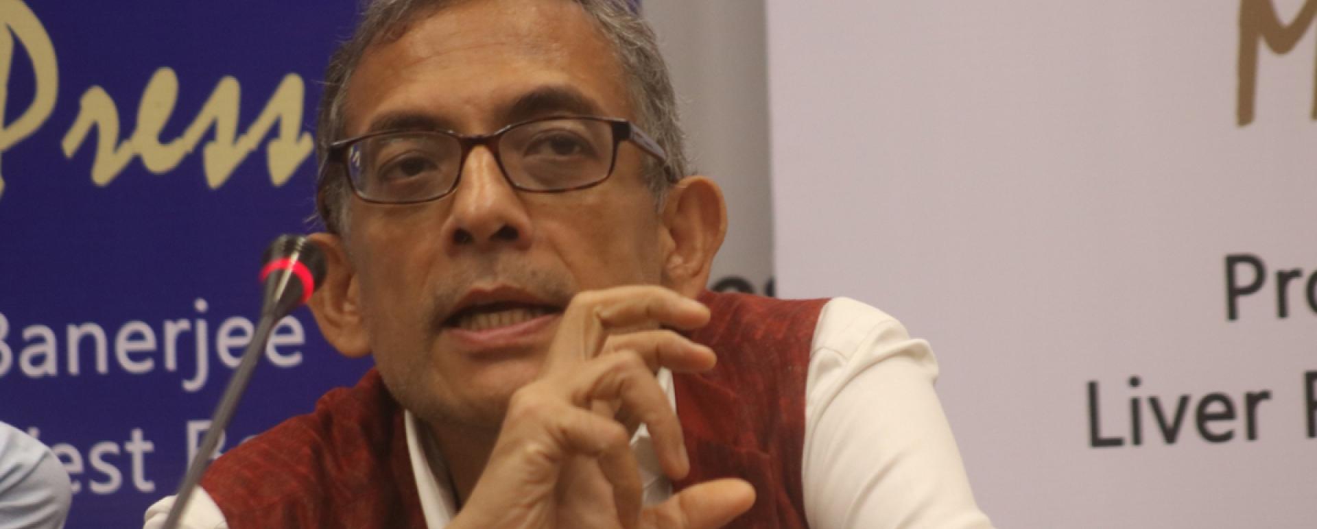Nobel laureate Abhijit Banerjee addresses a press conference in New Delhi on Oct 22, 2019. (Photo: IANS) 