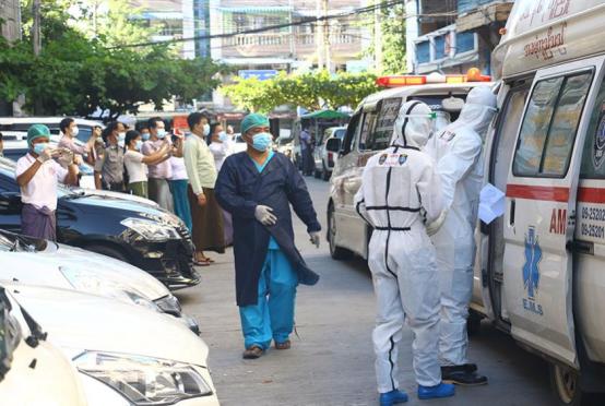 Ambulances seen busy transporting Covid-19 patients in Yangon in the third wave. (Photo-Thiha Aung)